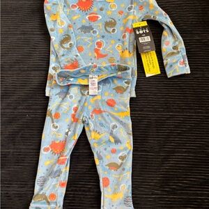 Only Boys' Blue and Yellow Space Dinosaur Pajama Set